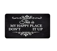 Funny Door Mat - My Happy Place Rug, Non Slip Welcome Rug, Black and White Humorous Entrance Mat, Welcome Matd for Indoor Outdoor Use | Bedroom Front Door Entryway Housewarming Gift Home Decor Rugs