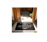 Funny Doormat This is My Happy Place Don't Fuck It Up,Absorbent Non Slip Doormat Rug,Print Sarcastic Welcome Front Door Mat,Vintage Decor Rug for Entryway,Bathroom,Kitchen &Bedroom,Housewarming Gift