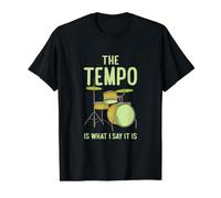 Funny Drummer El Tempo es lo Que Digo Que es Tocar la batería Camiseta gráfica económica, Hombre, Negro, L