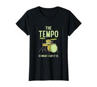 Funny Drummer El Tempo es lo Que Digo Que es Tocar la batería Camiseta gráfica económica, Mujer, Negro, S