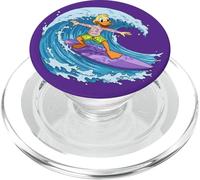 Funny Duck está surfeando una ola del océano 1 - Fan Fun PopSockets PopGrip para MagSafe