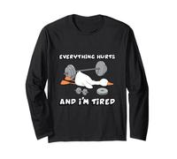 Funny Duck Everything Hurts and I'm Cansado Entrenamiento Fitness Manga Larga