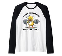 Funny Duck Fitness Everything Hurts and I'm Tired Camiseta Manga Raglan
