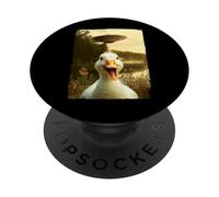 Funny Duck UFO Encounter Hilarious Duck Selfie Aliens PopSockets PopGrip Adhesivo