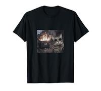 Funny Dumpster Fire Cat Taking Selfie Chaos Humor Graphic Camiseta