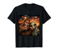 Funny Duo Bigfoot Alien Selfie UFO Encuentro Camiseta