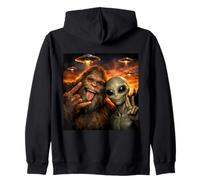 Funny Duo Bigfoot Alien Selfie UFO Encuentro Humor Sudadera con Capucha