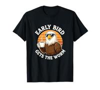 Funny Eagle Early Bird Morning Coffee Hustler Camiseta