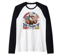 Funny Eagle Mullet 4 de Julio Hotdog y Cerveza Camiseta Manga Raglan