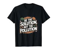Funny Earth Day - Sé la solución, no la contaminación Camiseta gráfica económica, Hombre, Negro, M