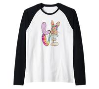 Funny Easter Bunny with Glasses For Women and Rabbit Lover Camiseta Manga Raglan