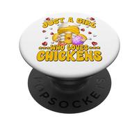Funny Easter GNOME For Women Just A Girl Who Loves Chickens PopSockets PopGrip Adhesivo