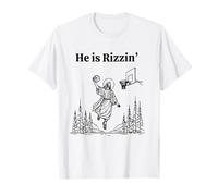 Funny Easter He Is Risen Jesus Jugando Baloncesto para la Familia Camiseta