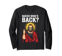 Funny Easter Jesus Shirt Guess Who's Back Manga Larga
