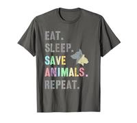 Funny EAT SLEEP SAVE ANIMALES Rescate Refugio Perros Gatos Búsqueda Camiseta