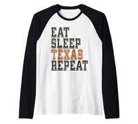 Funny Eat Sleep Texas Repeat, Great State of Texas Souvenir Camiseta Manga Raglan