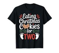Funny Eating Christmas Cookies For Two Pregnancy Reveal Camiseta