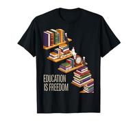 Funny Education Is Freedom Saying Book Shelf Power Mujeres Hombres Camiseta