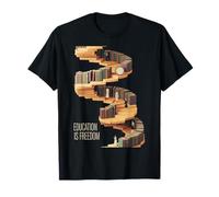 Funny Education Is Freedom Saying Book Shelf Power Mujeres Hombres Camiseta