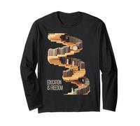 Funny Education Is Freedom Saying Book Shelf Power Mujeres Hombres Manga Larga