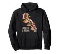 Funny Education Is Freedom Saying Book Shelf Power Mujeres Hombres Sudadera con Capucha