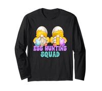 Funny Egg Hunting Squad For Women Mini Easter Chick Gnomes Manga Larga