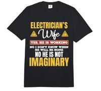 Funny Electricians Wife Yes He's Working Comfort Colors Adult Heavyweight T-Shirt