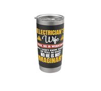 Funny Electricians Wife Yes He's Working Vaso térmico de acero inoxidable de doble pared