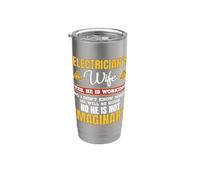 Funny Electricians Wife Yes He's Working Vaso térmico de acero inoxidable de doble pared