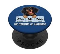 Funny Elements Happiness Black Long Haired Dachshund Lover PopSockets PopGrip Adhesivo