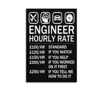 Funny Engineering Office Decor - “Hourly Rate” Chart Canvas Print, Industry Inside Joke Poster for Engineers, Bar & Cafe Wall Art (Framed,16x24inch(40x60cm))