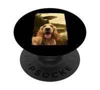 Funny English Cocker Spaniel Dog UFO Encounter Selfie Aliens PopSockets PopGrip Adhesivo