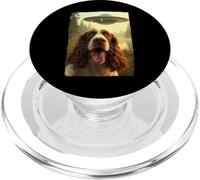 Funny English Springer Spaniel Dog UFO Encounter Aliens PopSockets PopGrip para MagSafe