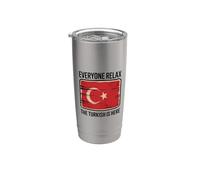 Funny Everyone Relax The Turkish Is Here Turquía Bandera Citas Vaso térmico de acero inoxidable de doble pared