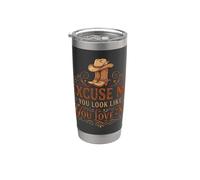 Funny Excuse Me You Look Like You Love Me Botas Cowboy Vaso térmico de acero inoxidable de doble pared