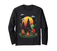 Funny Extraterrestrial Roasting Marshmallows Campfire Sunset Manga Larga