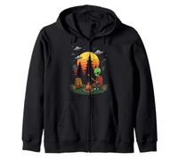 Funny Extraterrestrial Roasting Marshmallows Campfire Sunset Sudadera con Capucha