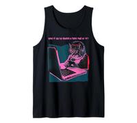 Funny Face Cat Gamer - Auriculares Retro para portátil Camiseta sin Mangas