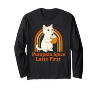 Funny Fall Cat Pumpkin Spice Latte Primero Luego Tu Drama Manga Larga
