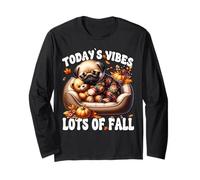Funny Fall Saying For Fall Pug Puppy Mom & Autumn Dog Lover Manga Larga