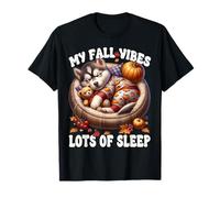 Funny Fall Saying For Husky Dad and Husky Mom Autumn Sleep Camiseta