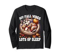 Funny Fall Saying For Husky Dad and Husky Mom Autumn Sleep Manga Larga