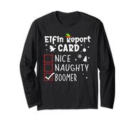 Funny Family Pajamas Christmas Nice Naughty Xmas List Boomer Manga Larga