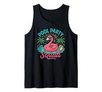 Funny Famingo Pool Party Escuadrón Retro Summer Family Kids Camiseta sin Mangas