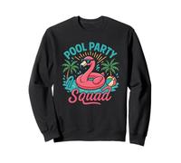 Funny Famingo Pool Party Escuadrón Retro Summer Family Kids Sudadera