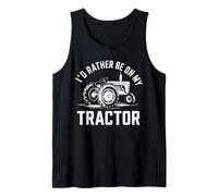 Funny Farm Rancher I'D Rather Be On My Tractor Humor Granjero Camiseta sin Mangas
