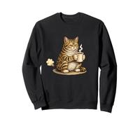 Funny Farting Cat Drinking Coffee Silly Tabby Cat Meme Sudadera