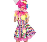 Funny Fashion Disfraz de payaso Flicka para mujer, vestido corto de circo, fiesta temática, carnaval, showgirl, desfile de circo, multicolor, desfile de carnaval
