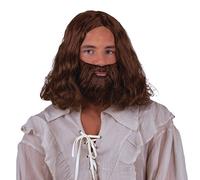 Funny Fashion Jesús Larga Barba Y Peluca Kit De Accesorios De 2 Piezas, Brown, Una Talla