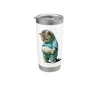 Funny fat Cat IA art design print Vaso térmico de acero inoxidable de doble pared